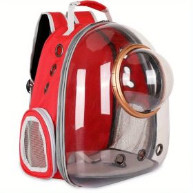 Pet Carrier Backpack, Space Capsule Bubble Cat Backpack Carrier, Waterproof Pet Backpack Outdoor Use - Red