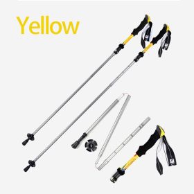 Lightweight 5-section Foldable 7075 Trekking Pole Hiking Pole - Yellow