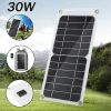 30W Solar Panel USB Waterproof Outdoor Hike Camping Portable Cells Battery Solar Charger Plate for Mobile Phone Power Bank - 20W-205x140mm