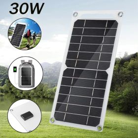 30W Solar Panel USB Waterproof Outdoor Hike Camping Portable Cells Battery Solar Charger Plate for Mobile Phone Power Bank - 30W-300x145mm