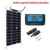 20W-300W Solar Panel 12V Solar Cell 100A Controller Solar Panel for Phone RV Car MP3 PAD Charger Outdoor Battery Supply Camping - With 60A Controller