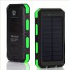 10000mah Portable Solar Mobile Power Charger Waterproof Solar Mobile Power Panel Charging Bank With Built-in Compass And Hook - Green