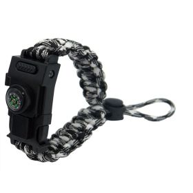 Outdoor Umbrella Rope Knife Camping Bracelet For Survival - Black and white camouflage