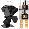 Heat Powered Stove Fan Aluminum Silent Eco Fan For Wood Log Burner Fireplace Warm Air Fan For Winter - Black