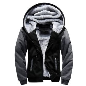 Mens Hoodies Fleece Hooded Sweatershirt Winter Warm Thick Coat Jackets - Gray - M