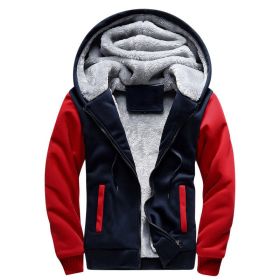 Mens Hoodies Fleece Hooded Sweatershirt Winter Warm Thick Coat Jackets - Navy - S