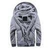 Mens Hoodies Fleece Hooded Sweatershirt Winter Warm Thick Coat Jackets - Light Gray - S