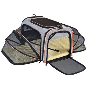 Pet Carrier Expandable Foldable Soft Dog Bag Backpack 5 Open Doors Reflective Tapes Pet Travel Bag Carrier for Cats - Orange