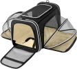 Pet Carrier Expandable Foldable Soft Dog Bag Backpack 5 Open Doors Reflective Tapes Pet Travel Bag Carrier for Cats - Black