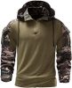 Men's Camouflage Army Tactical T-Shirts Military Shirts Long Sleeve Outdoor T-Shirts Athletic Hoodies - Green-M