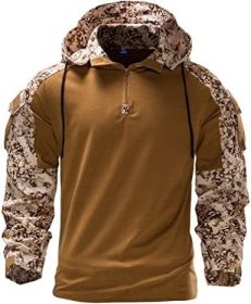 Men's Camouflage Army Tactical T-Shirts Military Shirts Long Sleeve Outdoor T-Shirts Athletic Hoodies - Brown-XL