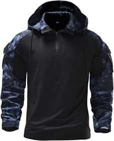 Men's Camouflage Army Tactical T-Shirts Military Shirts Long Sleeve Outdoor T-Shirts Athletic Hoodies - Black-XL