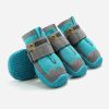 Pet Non-Skid Booties, Waterproof Socks Breathable Non-Slip with 3m Reflective Adjustable Strap Small to Large Size (4PCS/Set) Paw Protector - blue - M