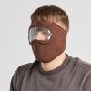 Windproof Face Warm Mask; Winter Ski Breathable Masks Fleece Face Shield Caps With HD Goggles Anti-fog Cycling Balaclava - Coffee