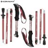 KORAMAN 1pair Collapsible Trekking Poles; 37-43" Adjustable Lightweight Quick-Lock Hiking Walking Sticks With Carrying Bags - Red