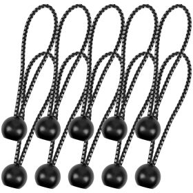 Bungee Ropes With Ball; 10pcs Black Bungee Ropes Set; Heavy Duty Tent Rubber Tensioner; Elastic Rope - 10pcs