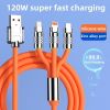 3.3ft 120W 3-In-1 Multi Fast Charging Nylon Braided Cable; USB Charger Cord With 3 Different Ports (Type C/Micro/Lightning) - 3.3ft/blue