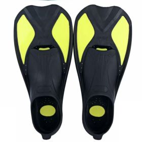 1 Pair Kids Lightweight Professional Short Full Foot Fins; Adjustable And Flexible Fins For Diving Training - Black And Yellow 35-36