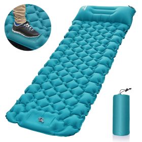 Outdoor inflatable pad foot pedal light portable outdoor camping inflatable mattress lunch break sleeping pad tent inflatable pad - blue