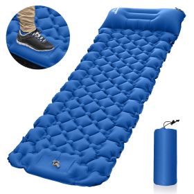 Outdoor inflatable pad foot pedal light portable outdoor camping inflatable mattress lunch break sleeping pad tent inflatable pad - dark blue