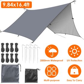 Waterproof Camping Tarp Kit Tent Canopy Rain Fly Awning Shelter for Outdoor Picnic Hammock Hiking Backpacking Travelling UV Protection - 3X5m