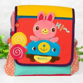 [Hi Rabbit] Embroidered Applique Kids Fabric Art School Backpack / Outdoor Backpack (9.2*10.4*2.7) - KT-HX-27-RABBIT