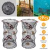 2Pcs Crab Trap Bait Nets Shrimp Prawn Crayfish Lobster Bait Fishing Pot Cage Basket 22x11.8in - Black