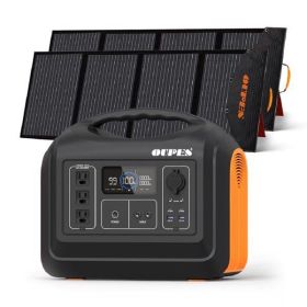 OUPES 1800W Portable Power Station+2*100W Solar Panel for UsePower to RV Trip - as picture