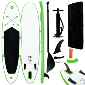 Inflatable Stand Up Paddleboard Set Green and White - Green