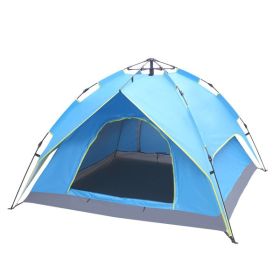 2-3 Person Double-Deck Tow-Door Hydraulic Automatic Tent Free Build Outdoor Tent Blue - as picture