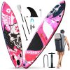 inflatable paddle board 10'6 including isup paddle, paddleboard backpack, pump, leash - hot pink