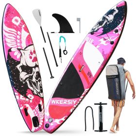 inflatable paddle board 10'6 including isup paddle, paddleboard backpack, pump, leash - hot pink