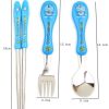 Children's three-piece cartoon cutlery stainless steel chopsticks spoon fork travel cutlery - pink