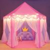 Outdoor Indoor Portable Folding Princess Castle Tent Kids Children Funny Play Fairy House Kids Play Tent(Warm LED Star Lights) - Pink