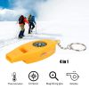 4 In 1 Emergency Survival Whistle With Compass Thermometer Magnifier For Hiking Camping Hunting Fishing - Olive