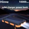 10000mah Portable Solar Mobile Power Charger Waterproof Solar Mobile Power Panel Charging Bank With Built-in Compass And Hook - Blue