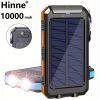 10000mah Portable Solar Mobile Power Charger Waterproof Solar Mobile Power Panel Charging Bank With Built-in Compass And Hook - Orange