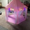 Outdoor Indoor Portable Folding Princess Castle Tent Kids Children Funny Play Fairy House Kids Play Tent(LED Star Lights) - Pink