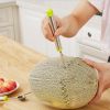 3 in 1 Melon Baller Scoop + Fruit Peeler + Carving Knife for Fruits Ice Cream Cookie Dough Butter Stainless Steel Kitchen Gadget Tool - green