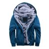 Mens Hoodies Fleece Hooded Sweatershirt Winter Warm Thick Coat Jackets - Gray - M