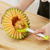 3 in 1 Melon Baller Scoop + Fruit Peeler + Carving Knife for Fruits Ice Cream Cookie Dough Butter Stainless Steel Kitchen Gadget Tool - green