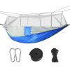 600lbs Load 2 Persons Hammock with Mosquito Net Outdoor Hiking Camping Hommock Portable Nylon Swing Hanging Bed - Grey