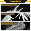 Multifunction Stainless Steel Multi-tool Pocket Knife Pliers Folding Pliers Mini Portable Folding Pliers Folding Blade Knife - Silver-S