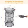 2Pcs Crab Trap Bait Nets Shrimp Prawn Crayfish Lobster Bait Fishing Pot Cage Basket 22x11.8in - Black