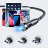 Magnetic Charging Cable; 540° Rotating Magnetic Phone Charger Nylon Braided Magnetic USB Cable For IPhone/Micro USB/Type C Device - 2M Black