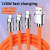 3.3ft 120W 3-In-1 Multi Fast Charging Nylon Braided Cable; USB Charger Cord With 3 Different Ports (Type C/Micro/Lightning) - 3.3ft/blue