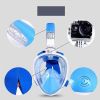 Full Face Snorkel Mask with Optional HD 1080P Action Sports Camera - Mask Only - Blue