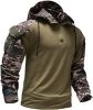 Men's Camouflage Army Tactical T-Shirts Military Shirts Long Sleeve Outdoor T-Shirts Athletic Hoodies - Green-L