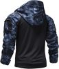 Men's Camouflage Army Tactical T-Shirts Military Shirts Long Sleeve Outdoor T-Shirts Athletic Hoodies - Black-M