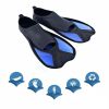 1 Pair Kids Lightweight Professional Short Full Foot Fins; Adjustable And Flexible Fins For Diving Training - Black Blue 35-36